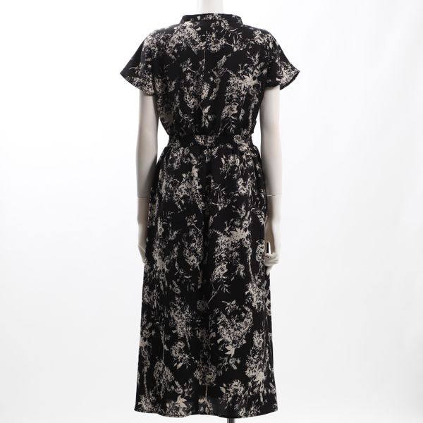 総柄オープンフロントネックワンピース