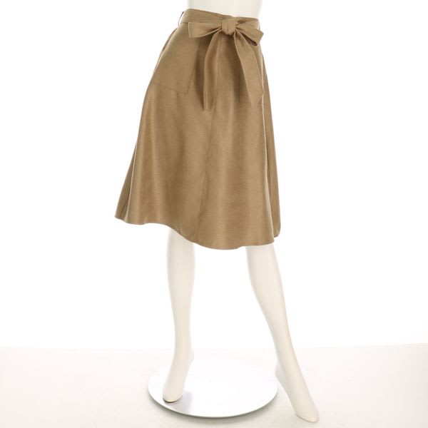 ウエストリボンベルト付き起毛フレアスカート