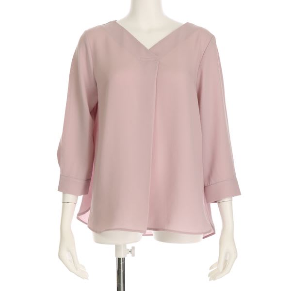 フロントタックVネックブラウス