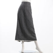 大振りヘリンボーン柄フリンジスカート