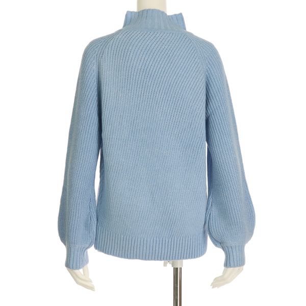 ラメ織バルーンスリーブハイネックニット