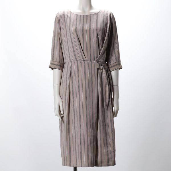 ストライププリントベルトデザインワンピース