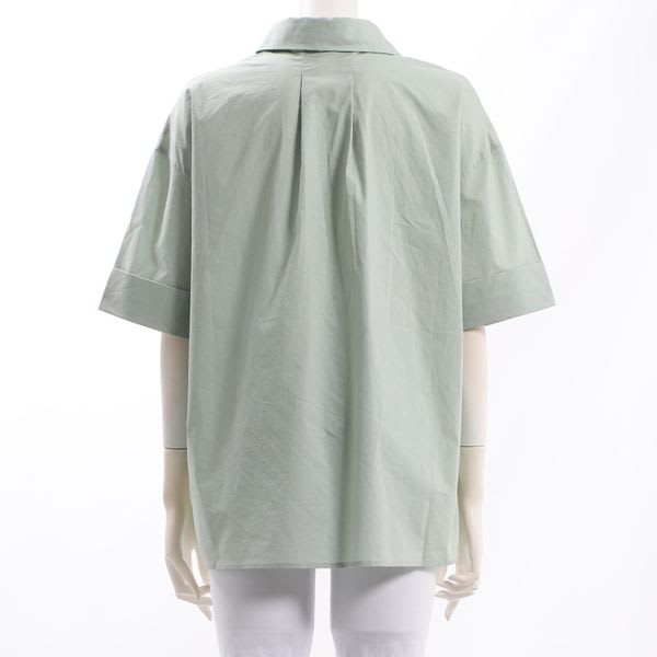 コットン素材オープンカラーブラウス