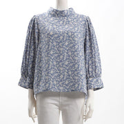 ボリュームスリーブスタンドカラーブラウス