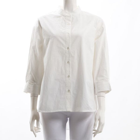 ドロップショルダー前開きバンドカラーシャツ