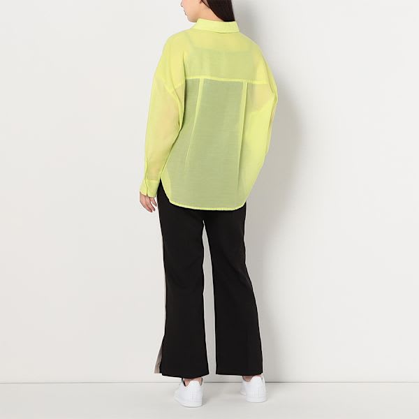 バイカラーデザインサイドスリットワイドパンツ