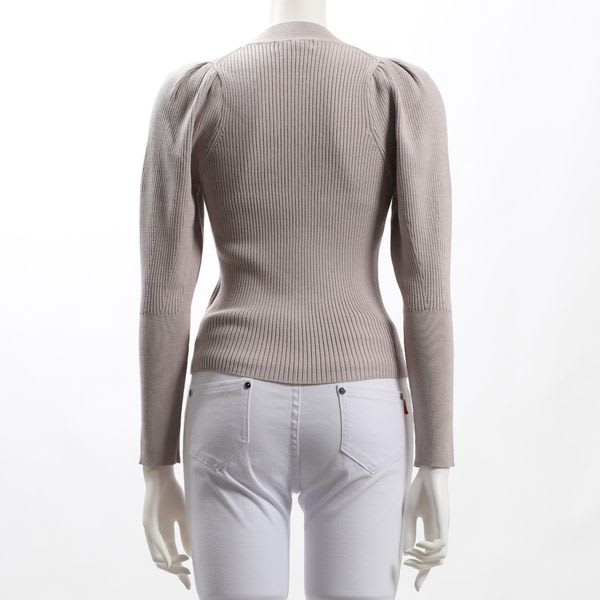 肩ギャザーパフスリーブリブニット