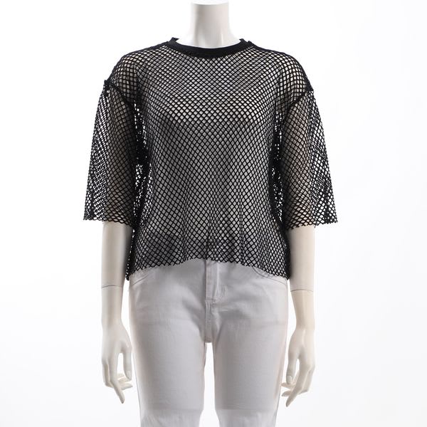 透かし編みメッシュニットカットソー