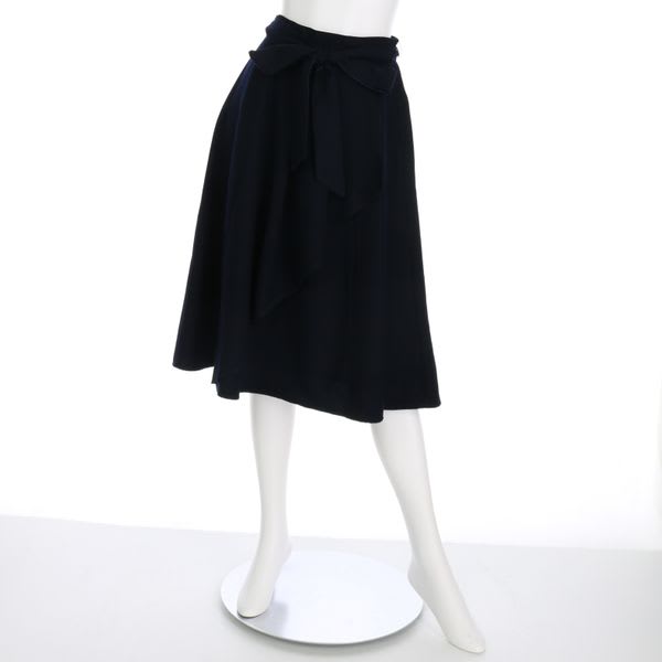 ウエストリボンラップ風フレアスカート