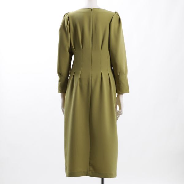 パフスリーブウエストタックワンピース