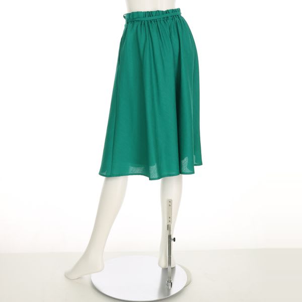 麻調合繊ウエストリボンフレアスカート