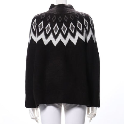 ノルディック柄ハイネックニット