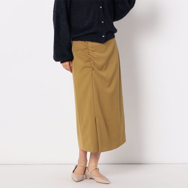 サイドギャザーアシンメトリータイトスカート