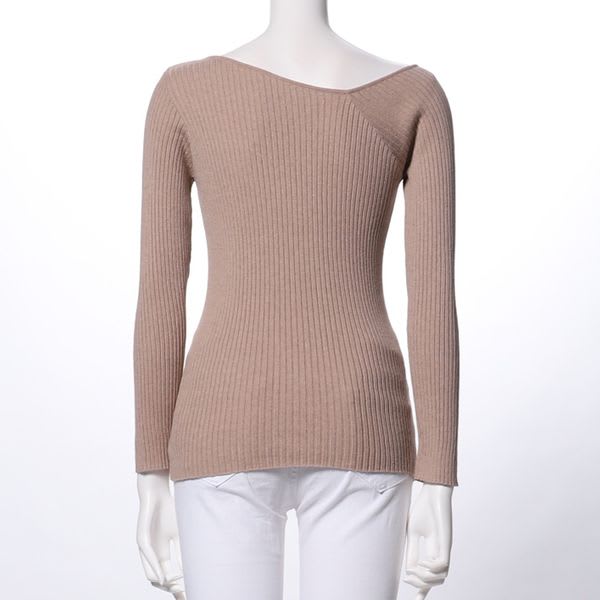 アシンメトリーデザインリブニット