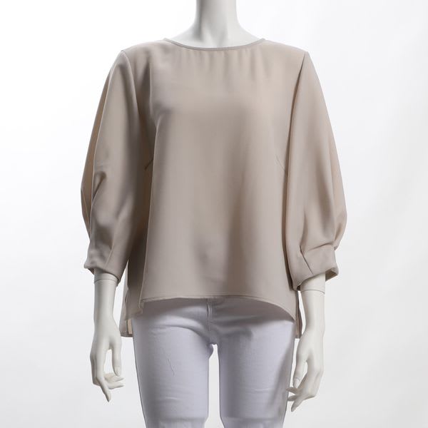 ボリュームスリーブラウンドネックブラウス
