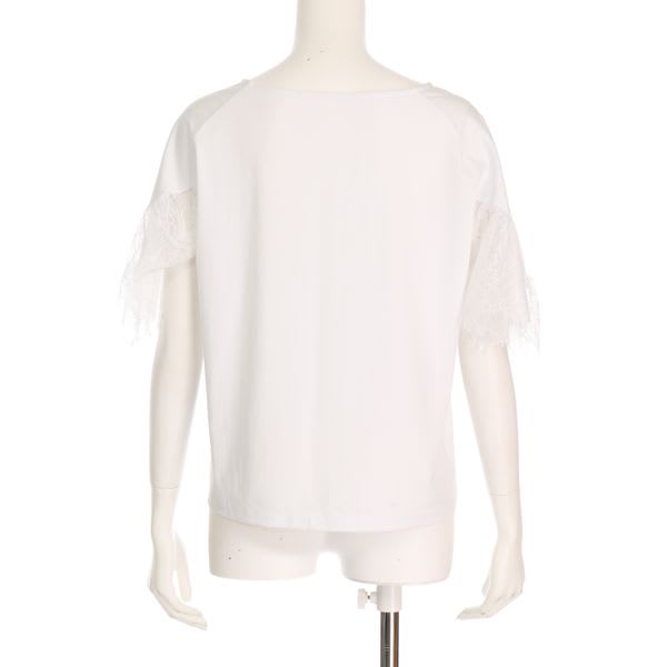 レース切り替え袖ブラウス