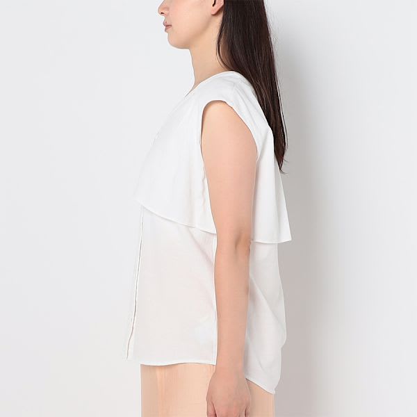 ケープ風デザインVネックブラウス