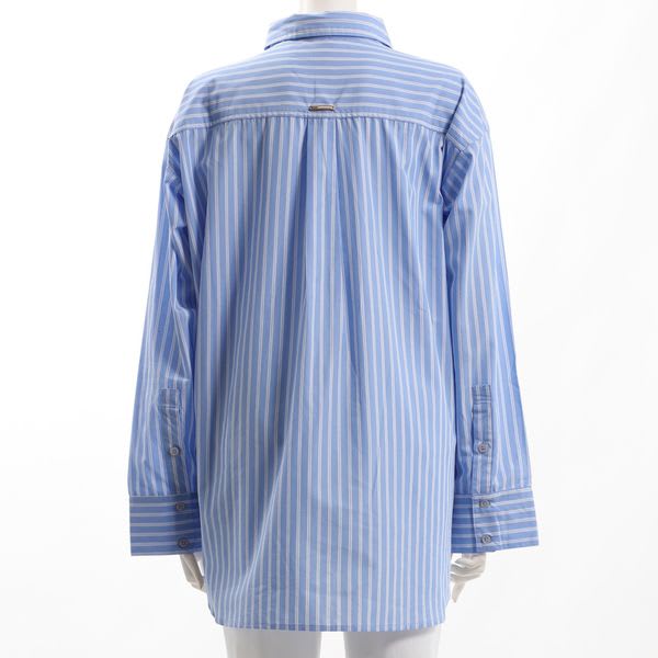 ストライプ柄ボリュームスリーブシャツ