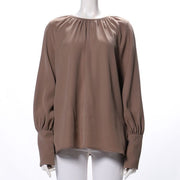 ダブルバックサテンギャザーブラウス