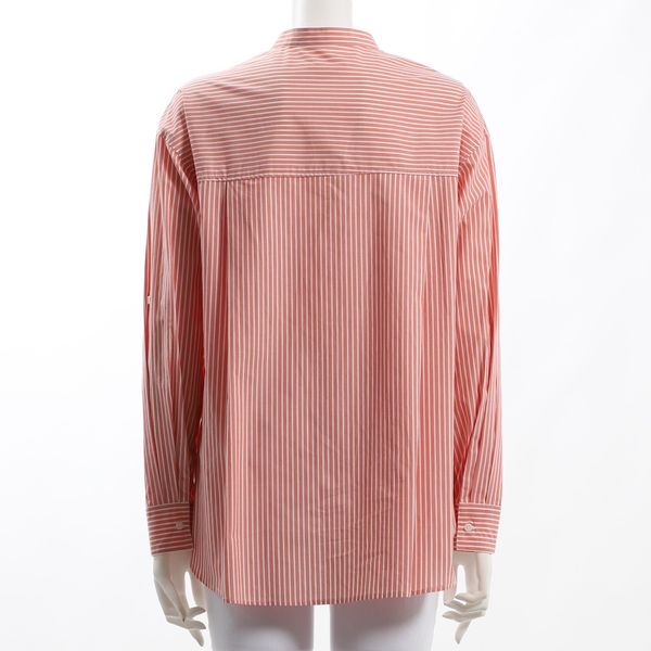ストライプ柄バンドカラーブラウス