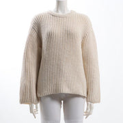 片畦編みドロップショルダーウィンドニット