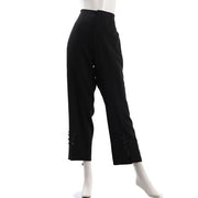 裾スリットリボン付きストレートパンツ