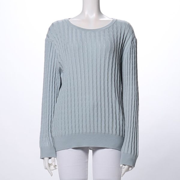 細ケーブル柄クルーニット