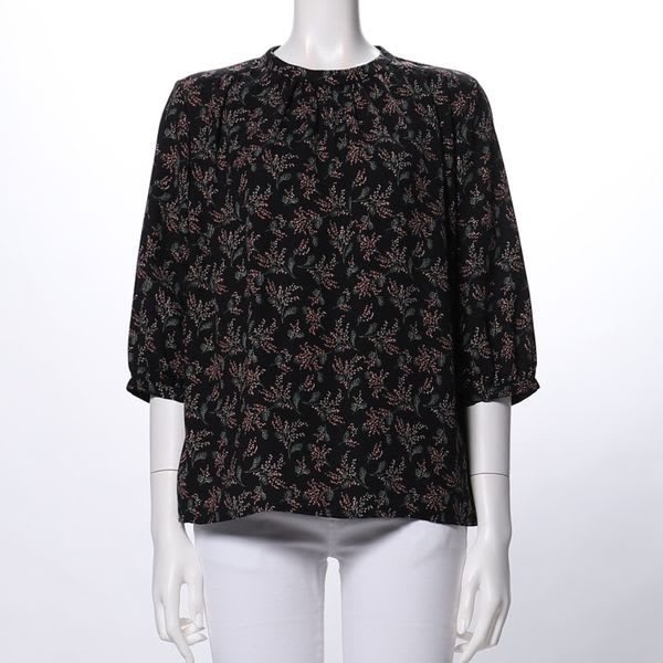 花柄ギャザードネックブラウス