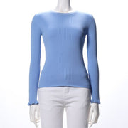 袖口フリルリブニット