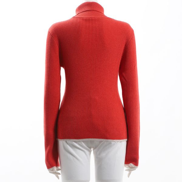 シンプルタートルネックリブニット