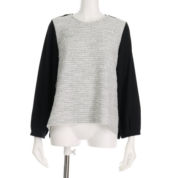 バックリボンツイード切り替えカットソー