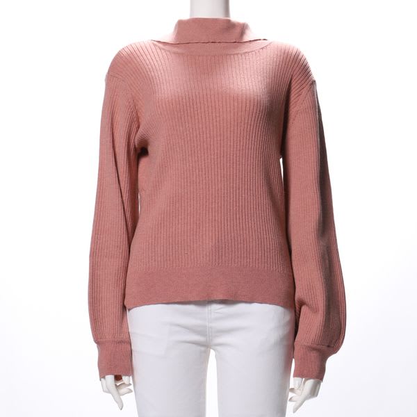 バックリボンリブニット