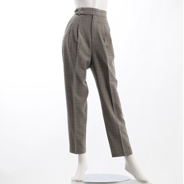 グレンチェックタック入りテーパードパンツ