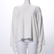 後ろ丈長いクルーネックカットソー