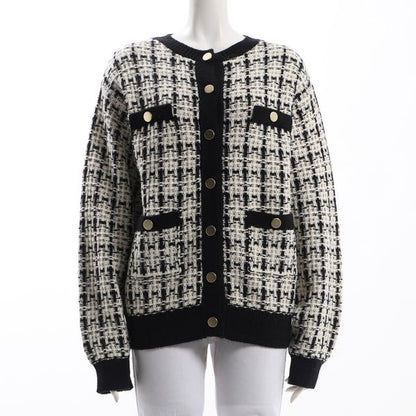 金色ボタンツイードカーディガン