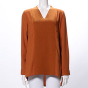 異素材切り替えタックブラウス