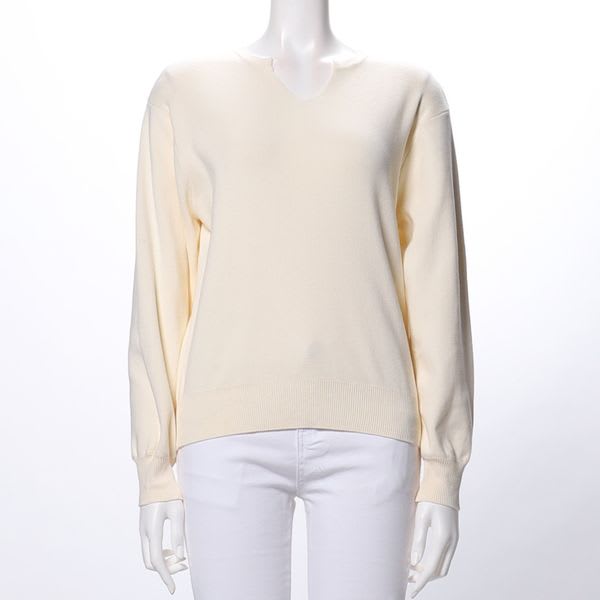 オープンフロントネックニット