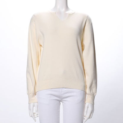 オープンフロントネックニット