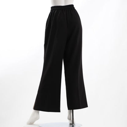 バイカラーデザインサイドスリットワイドパンツ