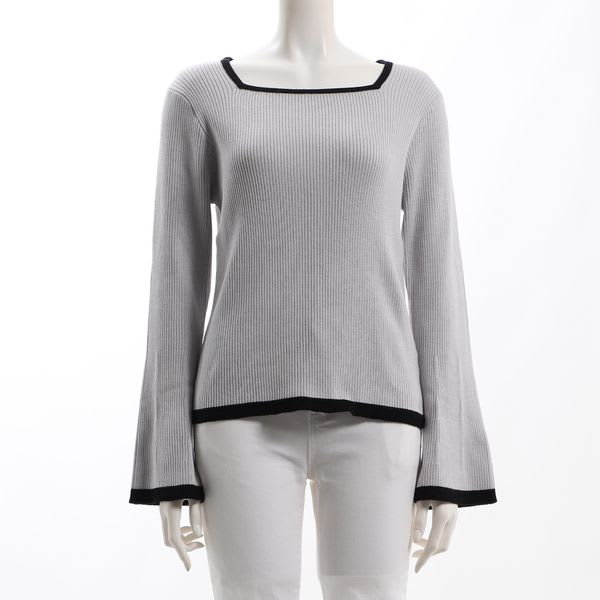 バイカラースクエアネックニット