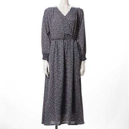 オータムフラワープリントカシュクールワンピース