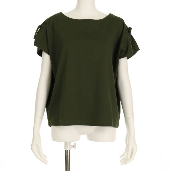 ミニ裏毛スリット袖リボンドルマンカットソー