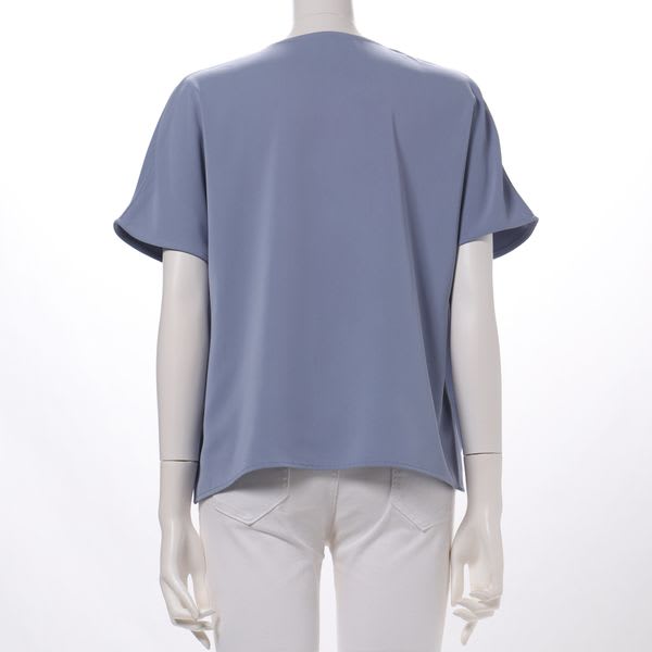 裾タックカシュクールデザインVネックブラウス