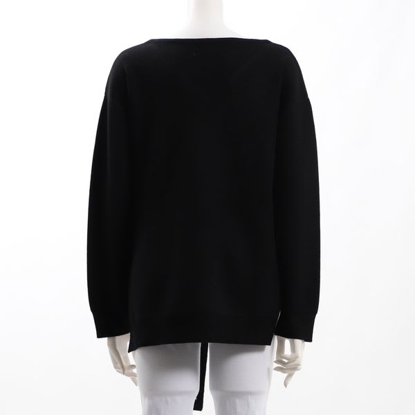 ウエストリボンベルト付きVネックニット