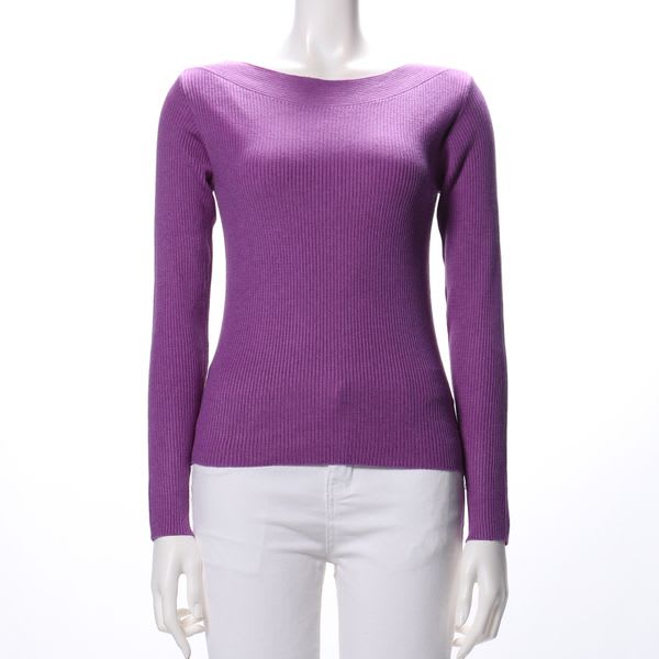 リブボートネックニット