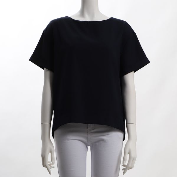 リネンライクツイルボートネックブラウス