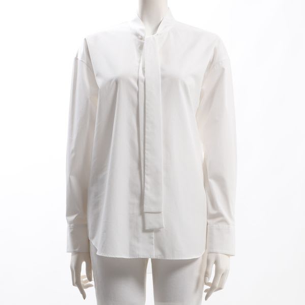 リボンタイ前開きシャツ