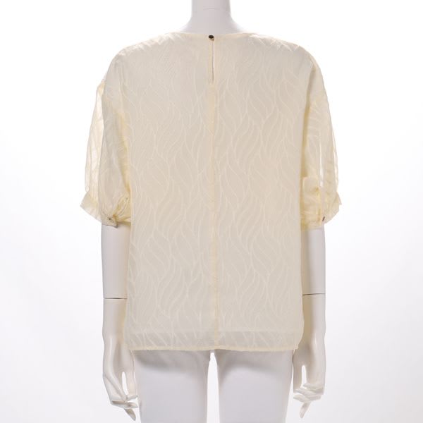 シアー素材クルーネックブラウス