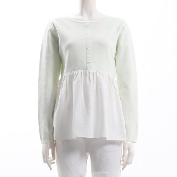 異素材切り替えペプラムニット