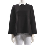 ビジューつき取り外し襟ペプラムトップス